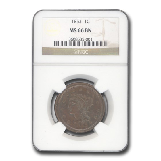 1853 Large Cent MS-66 NGC (Brown) 1853 Large Cent MS-66 NGC (Brown)