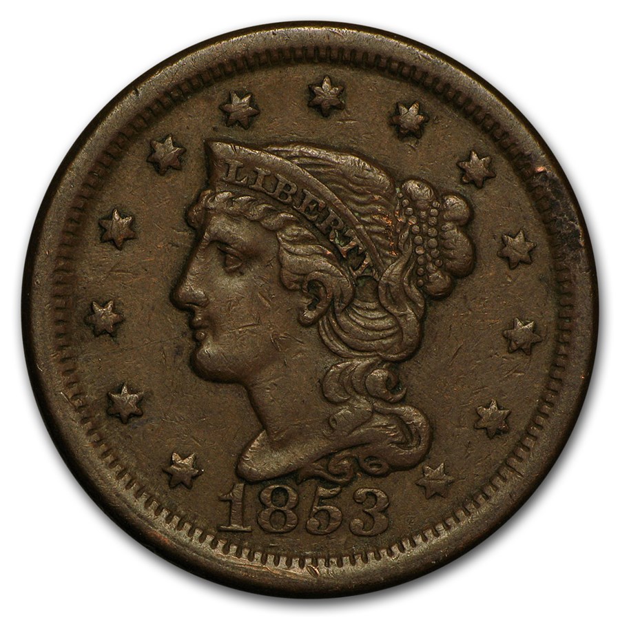 1853 Large Cent VF
