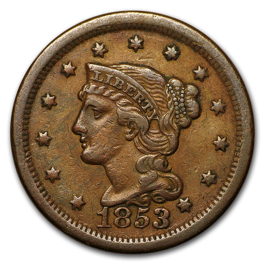 1853 Large Cent XF