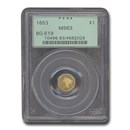 1853 Liberty Octagonal One Dollar Gold MS-63 PCGS (BG-519)