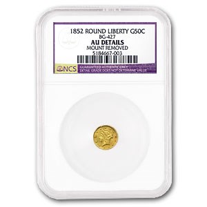 1853 Liberty Round 50 Cent Gold AU Details NCS (BG-427) 1853 Liberty Round 50 Cent Gold AU Details NCS (BG-427)