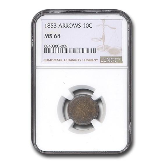 1853 Liberty Seated Dime MS-64 NGC (Arrows) 1853 Liberty Seated Dime MS-64 NGC (Arrows)