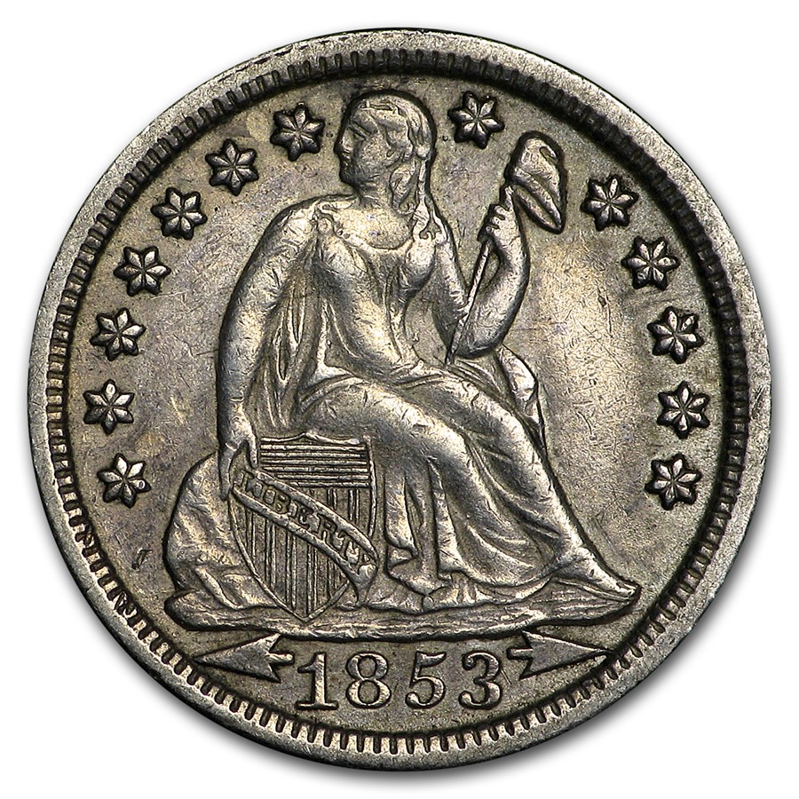 1853 Liberty Seated Dime w/Arrows AU
