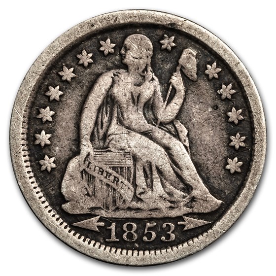 1853 Liberty Seated Dime w/Arrows Fine 1853 Liberty Seated Dime w/Arrows Fine