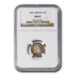 1853 Liberty Seated Dime w/Arrows MS-67 NGC