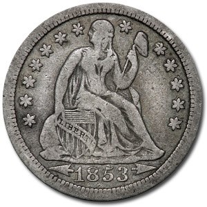 1853 Liberty Seated Dime w/Arrows VF