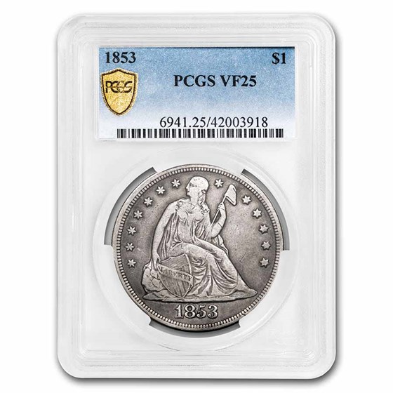 1853 Liberty Seated Dollar VF-25 PCGS 1853 Liberty Seated Dollar VF-25 PCGS