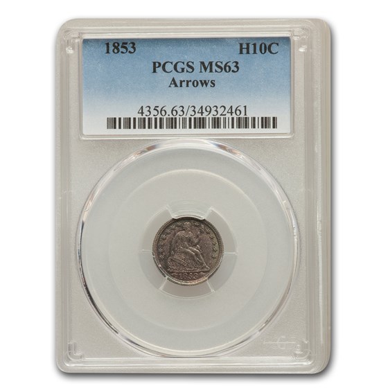 1853 Liberty Seated Half Dime MS-63 PCGS (Arrows) 1853 Liberty Seated Half Dime MS-63 PCGS (Arrows)