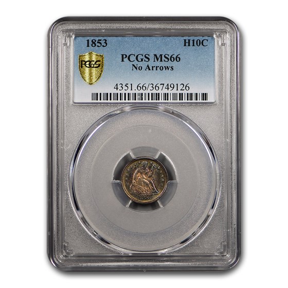 1853 Liberty Seated Half Dime MS-66 PCGS (No Arrows) 1853 Liberty Seated Half Dime MS-66 PCGS (No Arrows)