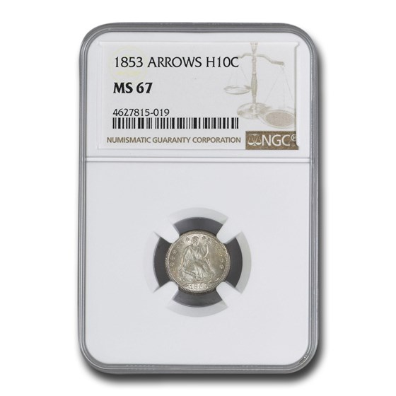 1853 Liberty Seated Half Dime MS-67 NGC (Arrows) 1853 Liberty Seated Half Dime MS-67 NGC (Arrows)