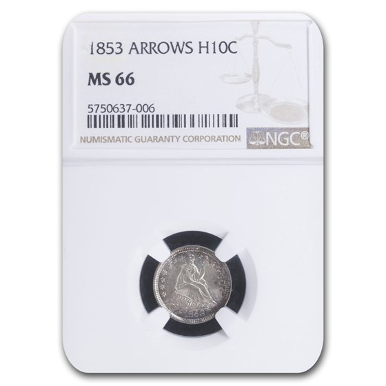 1853 Liberty Seated Half Dime w/Arrows MS-66 NGC 1853 Liberty Seated Half Dime w/Arrows MS-66 NGC