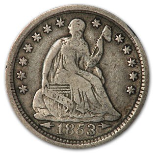 1853 Liberty Seated Half Dime w/Arrows VF