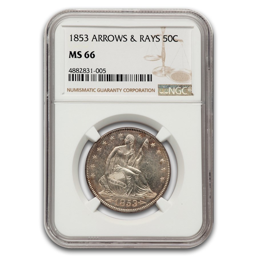 1853 Liberty Seated Half Dollar MS-66 NGC (Arrows & Rays)