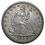 1853 Liberty Seated Half Dollar w/Arrows & Rays AU