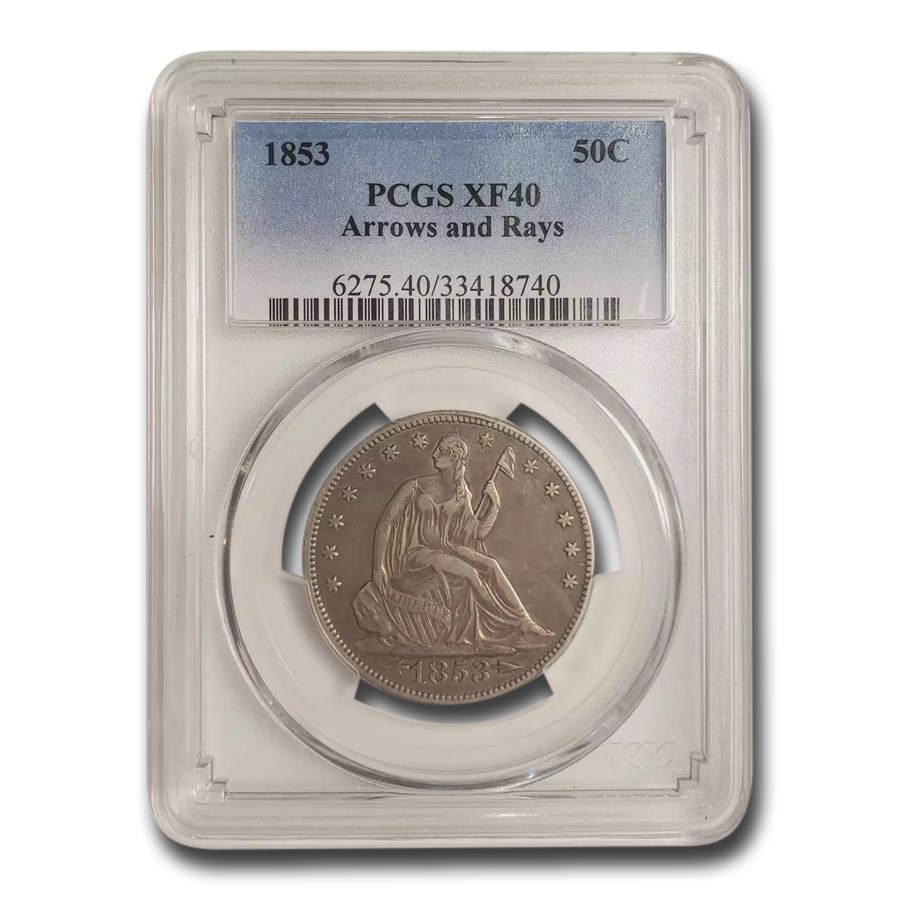 1853 Liberty Seated Half Dollar w/Arrows & Rays XF-40 PCGS