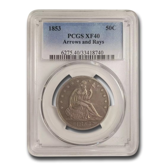 1853 Liberty Seated Half Dollar w/Arrows & Rays XF-40 PCGS 1853 Liberty Seated Half Dollar w/Arrows & Rays XF-40 PCGS