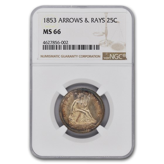 1853 Liberty Seated Quarter MS-66 NGC (Arrows & Rays) 1853 Liberty Seated Quarter MS-66 NGC (Arrows & Rays)