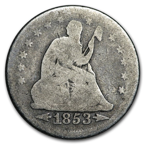 1853 Liberty Seated Quarter w/Arrows & Rays AG
