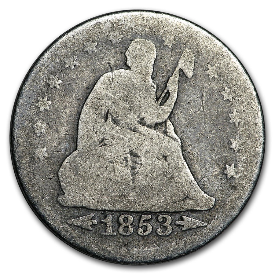1853 Liberty Seated Quarter w/Arrows & Rays AG