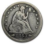 1853 Liberty Seated Quarter w/Arrows & Rays Fine