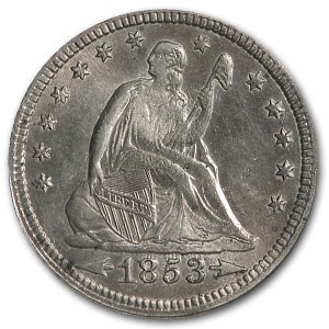 1853 Liberty Seated Quarter w/Arrows & Rays MS-60 Details (Clnd) 1853 Liberty Seated Quarter w/Arrows & Rays MS-60 Details (Clnd)