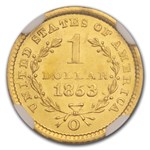 1853-O $1 Liberty Head Gold AU-58 NGC
