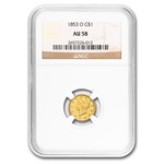 1853-O $1 Liberty Head Gold AU-58 NGC