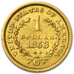 1853-O $1 Liberty Head Gold Dollar AU