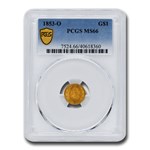 1853-O $1 Liberty Head Gold Dollar MS-66 PCGS