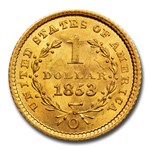 1853-O $1 Liberty Head Gold MS-65 CACG
