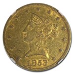1853-O $10 Liberty Gold Eagle AU-55 NGC