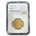 1853-O $10 Liberty Gold Eagle AU-55 NGC