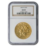 1853-O $20 Liberty Gold Double Eagle AU-50 NGC