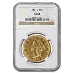 1853-O $20 Liberty Gold Double Eagle AU-53 NGC