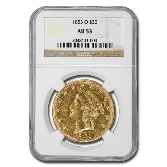 1853-O $20 Liberty Gold Double Eagle AU-53 NGC 1853-O $20 Liberty Gold Double Eagle AU-53 NGC