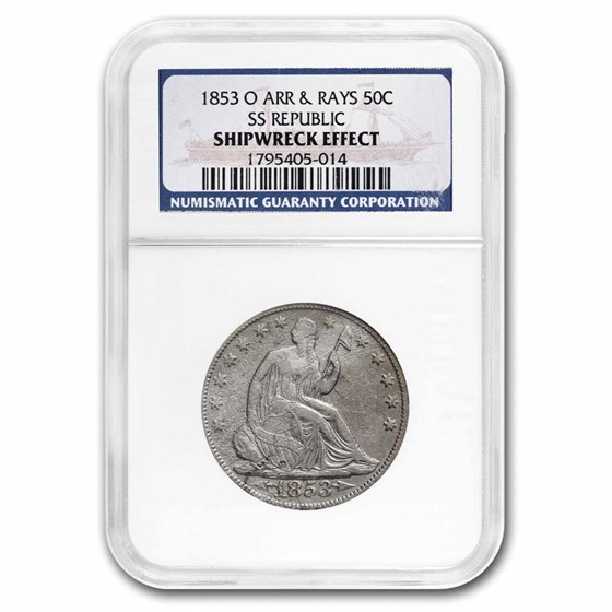 1853-O Liberty Seated Half Arr & Rays SS-Republic Shipwreck NGC 1853-O Liberty Seated Half Arr & Rays SS-Republic Shipwreck NGC