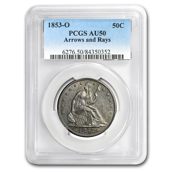 1853-O Liberty Seated Half Dollar AU-50 PCGS 1853-O Liberty Seated Half Dollar AU-50 PCGS