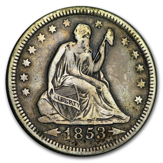 1853-O Liberty Seated Quarter w/Arrows & Rays VF