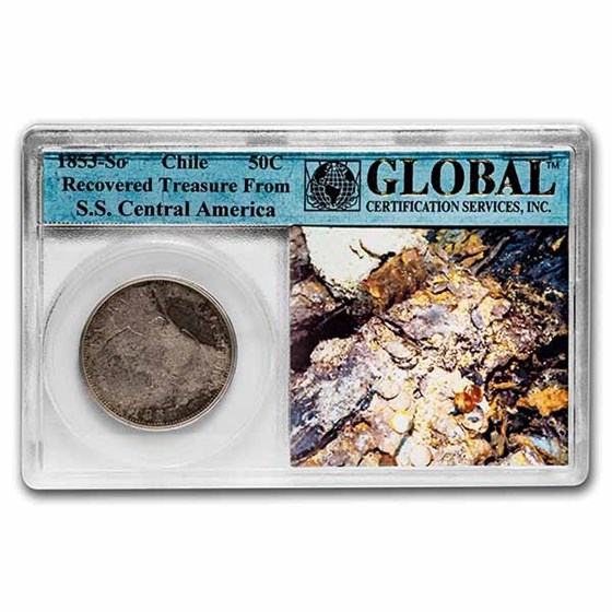 1853-S0 Chile Silver 50 Centavos SS Central America Shipwreck GCS 1853-S0 Chile Silver 50 Centavos SS Central America Shipwreck GCS