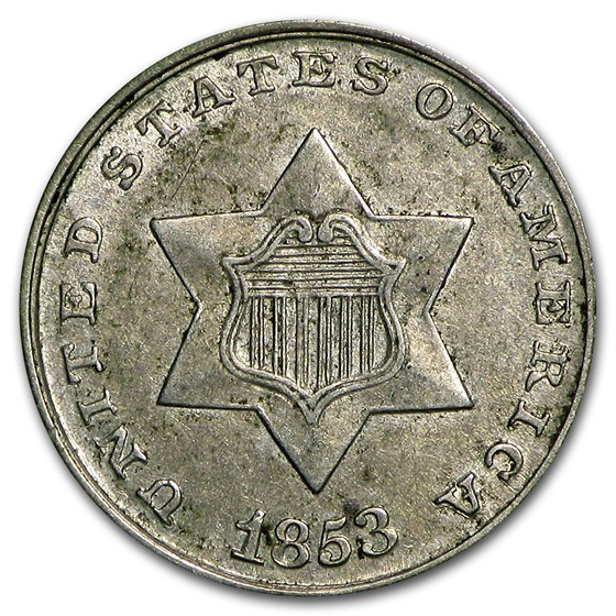 1853 Three Cent Silver AU 1853 Three Cent Silver AU