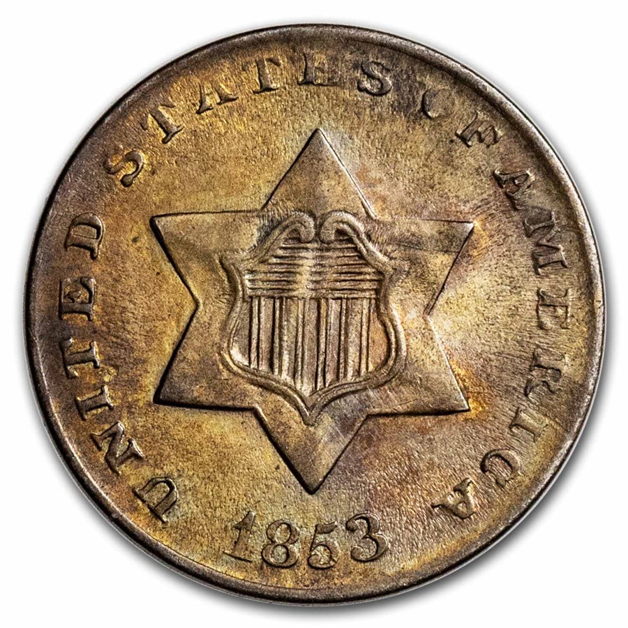 1853 Three Cent Silver BU 1853-three-cent-silver-bu