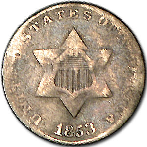 1853 Three Cent Silver Good