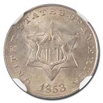 1853 Three Cent Silver MS-66+ NGC CAC