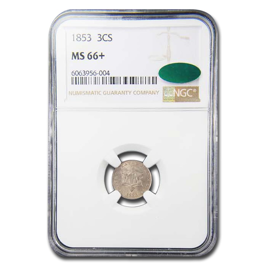 1853 Three Cent Silver MS-66+ NGC CAC