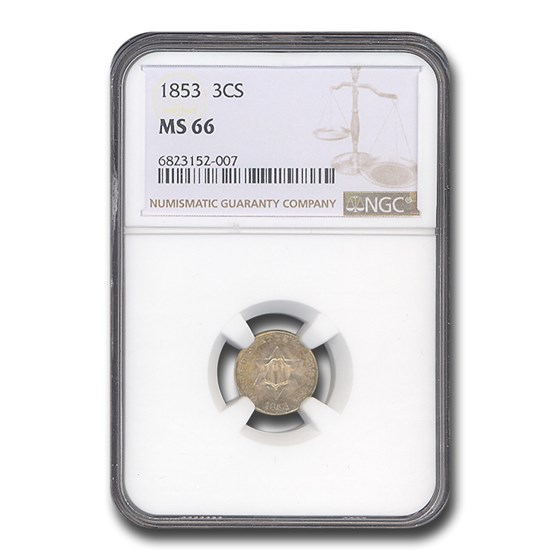 1853 Three Cent Silver MS-66 NGC