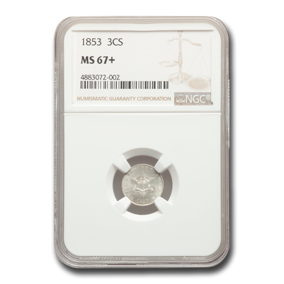 1853 Three Cent Silver MS-67+ NGC 1853 Three Cent Silver MS-67+ NGC