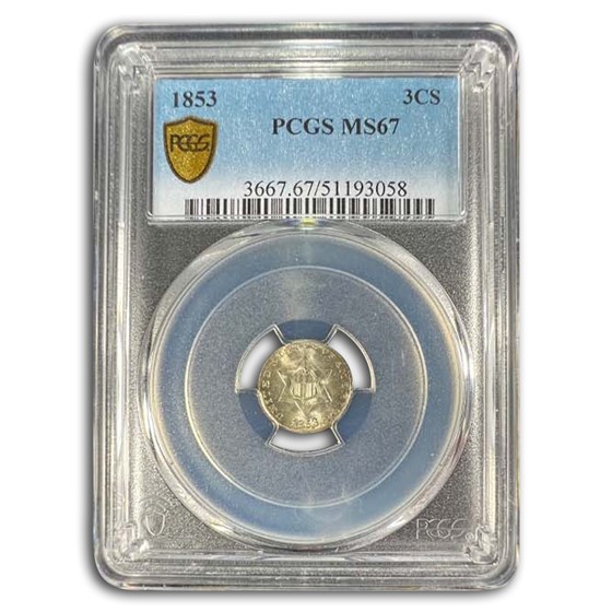 1853 Three Cent Silver MS-67 PCGS 1853 Three Cent Silver MS-67 PCGS