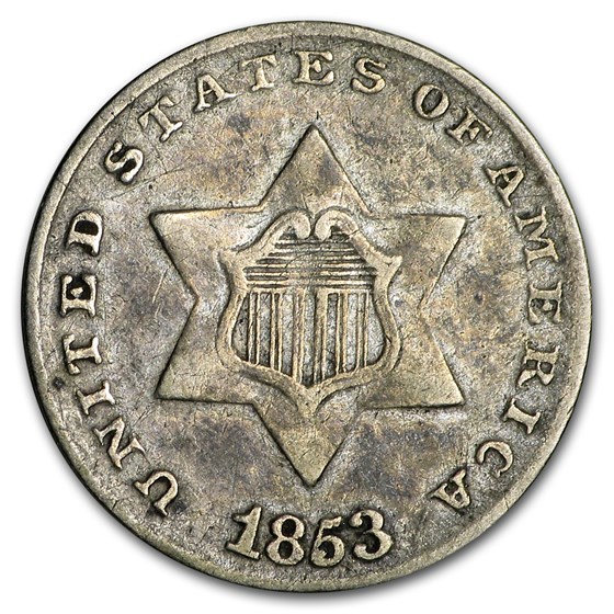 1853 Three Cent Silver VF