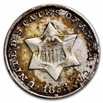 1853 Three Cent Silver XF Details