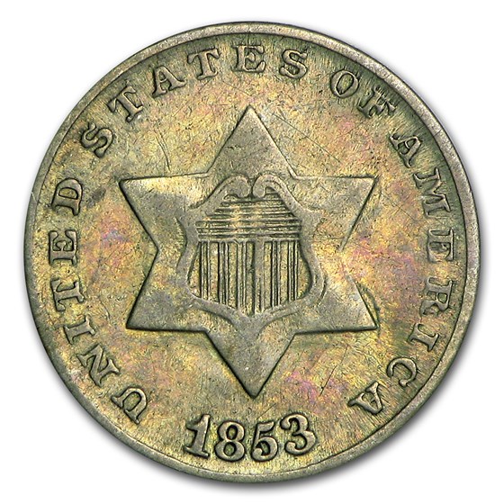 1853 Three Cent Silver XF